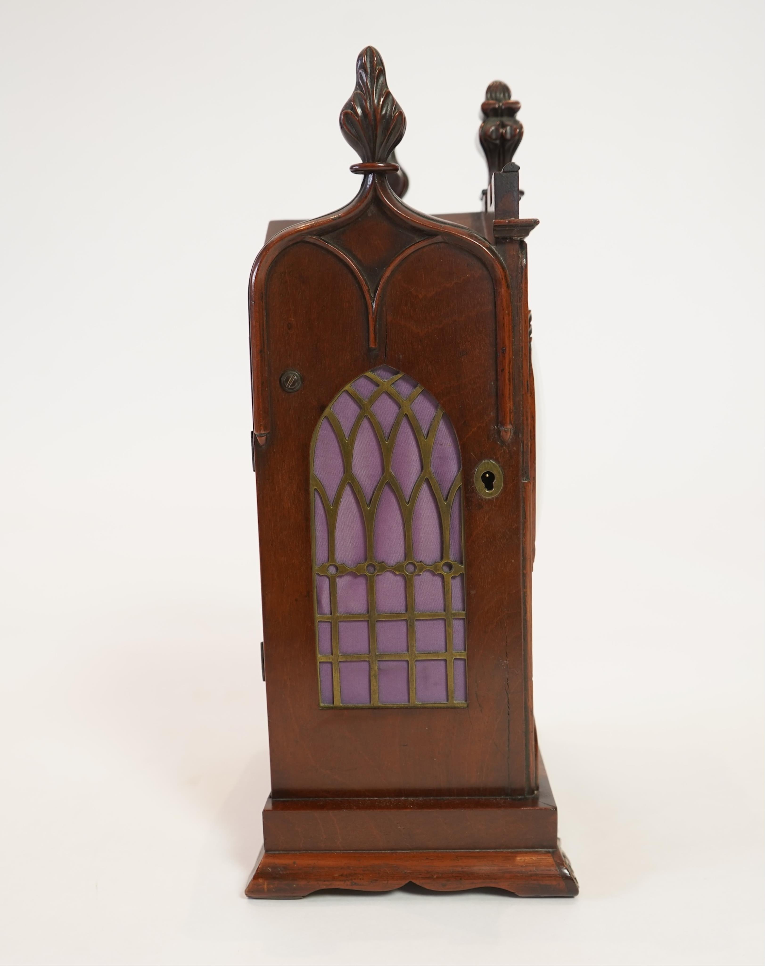A small late Regency Gothic Revival mahogany bracket clock, signed William Johnson, 50 Strand London